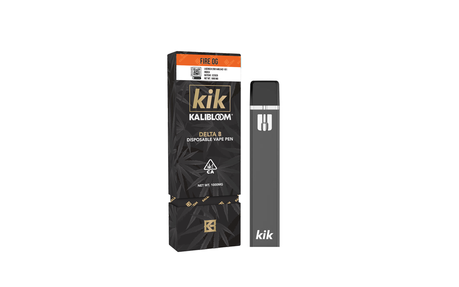 Kalibloom Kik Delta 8 THC Disposable Vape | 1 Gram | 1000MG | Fire OG - Indica
