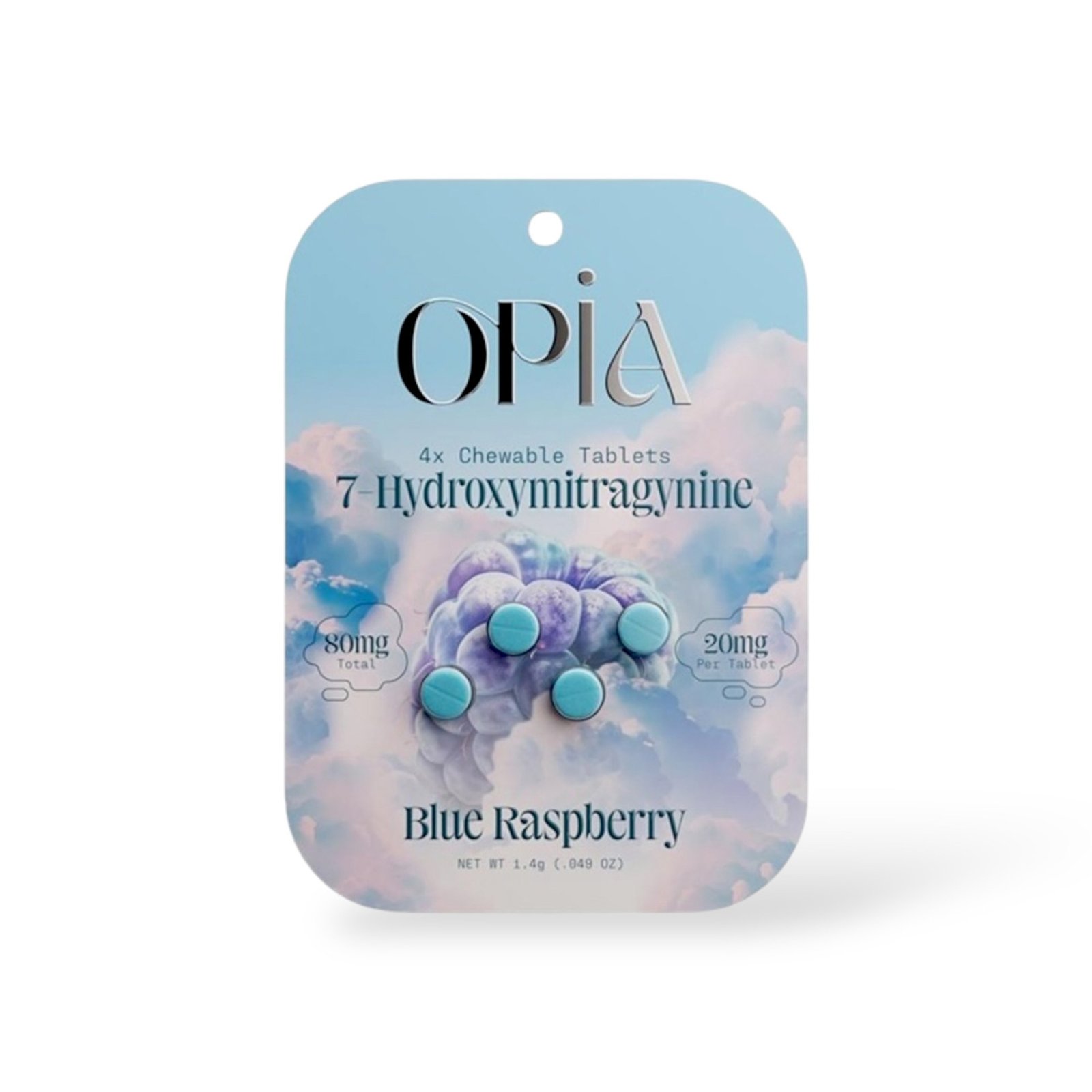 Opia 7 Hydroxymitragynine Chewable Tablets Blue Raspberry 80mg (4ct)
