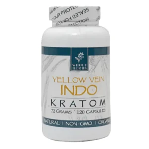 Whole Herbs Yellow Vein Indo Kratom Capsules (120ct)