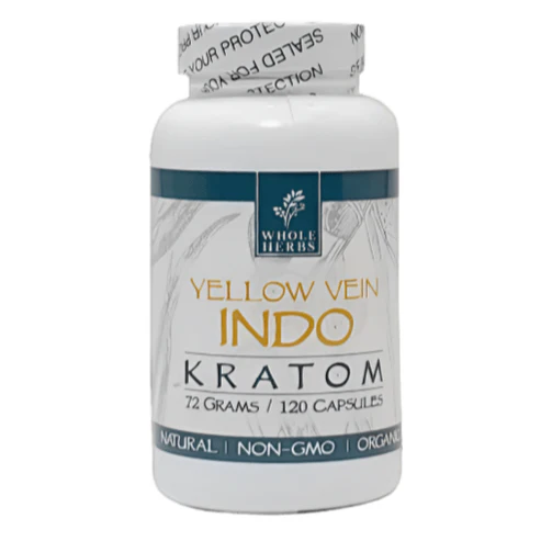 Whole Herbs Yellow Vein Indo Kratom Capsules (120ct)