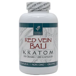 Whole Herbs Red Vein Bali Kratom Capsules (250ct)