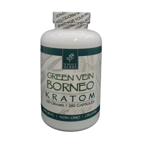 Whole Herbs Green Vein Borneo Kratom Capsules (250ct)