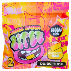 BITEZ - Delta-8 + Delta-9 + THCP + 2000MG Gummies - Raspberry Peach (60ct)