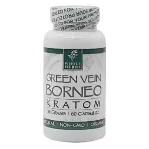 Whole Herbs Green Vein Borneo Kratom Capsules (60ct)