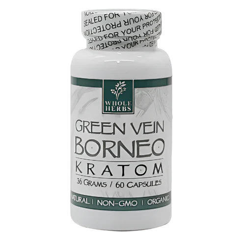 Whole Herbs Green Vein Borneo Kratom Capsules (60ct)