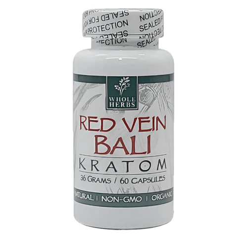 Whole Herbs Red Vein Bali Kratom Capsules (60ct)