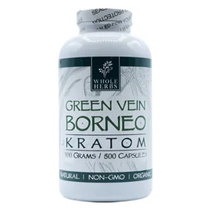 Whole Herbs Green Vein Borneo Kratom Capsules (500ct)