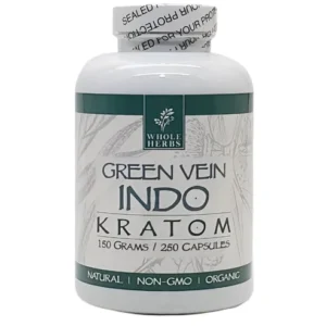 Whole Herbs Green Vein Indo Kratom Capsules (250ct)