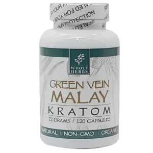 Whole Herbs Green Vein Malay Kratom Capsules (120ct)