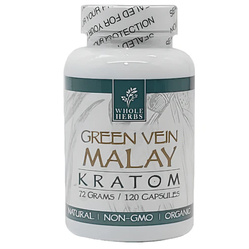 Whole Herbs Green Vein Malay Kratom Capsules (120ct)
