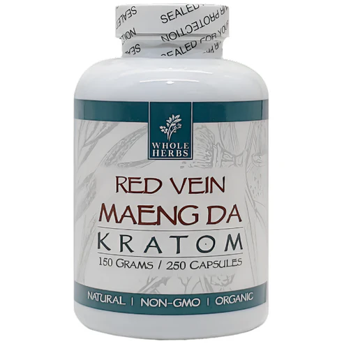 Whole Herbs Red Vein Maeng Da Kratom Capsules (250ct)